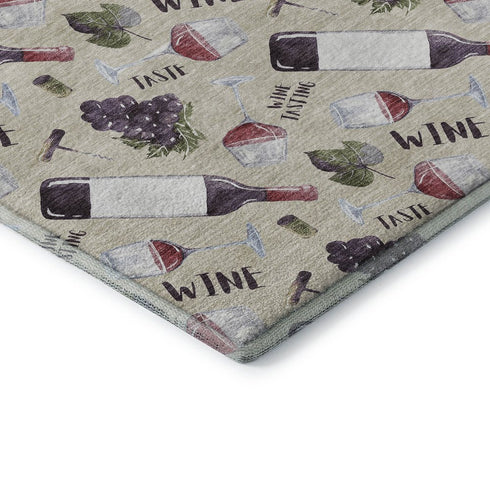 8' X 10' Ivory Purple And Green Geometric Washable Area Rug With UV Protection