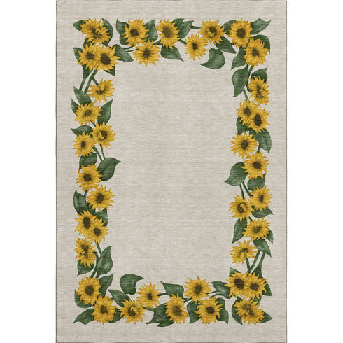 8' X 10' Yellow Green And Ivory Geometric Washable Area Rug With UV Protection