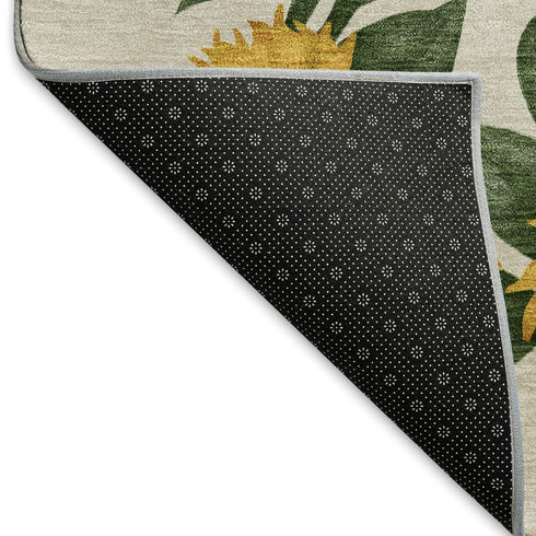 8' X 10' Yellow Green And Ivory Geometric Washable Area Rug With UV Protection