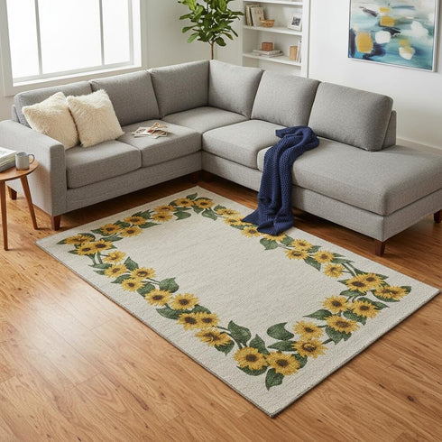 8' X 10' Yellow Green And Ivory Geometric Washable Area Rug With UV Protection