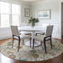 8' Beige Blue And Peach Geometric Washable Round Rug With UV Protection