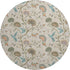 8' Beige Blue And Peach Geometric Washable Round Rug With UV Protection