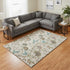 9' X 12' Beige Blue And Peach Geometric Washable Area Rug With UV Protection