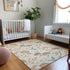 9' X 12' Beige Blue And Peach Geometric Washable Area Rug With UV Protection