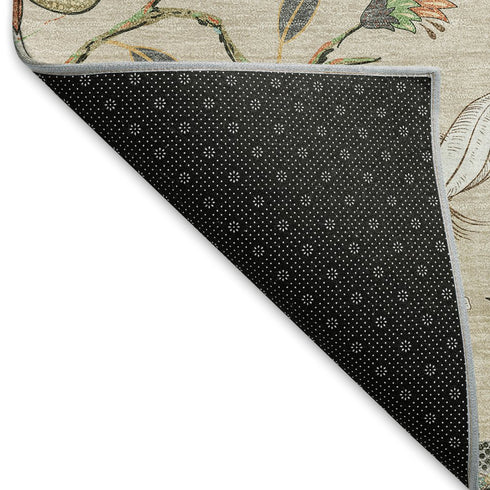 9' X 12' Beige Blue And Peach Geometric Washable Area Rug With UV Protection