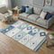 5' X 8' Blue And Ivory Geometric Washable Area Rug With UV Protection