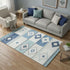 5' X 8' Blue And Ivory Geometric Washable Area Rug With UV Protection