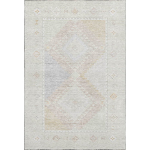 9' X 12' Gray And Ivory Geometric Washable Area Rug With UV Protection