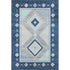 5' X 8' Blue And Ivory Geometric Washable Area Rug With UV Protection