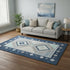 5' X 8' Blue And Ivory Geometric Washable Area Rug With UV Protection
