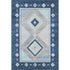 5' X 8' Blue And Ivory Geometric Washable Area Rug With UV Protection