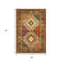 5' X 8' Brown Orange And Beige Geometric Washable Area Rug With UV Protection