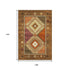 9' X 12' Brown Orange And Beige Geometric Washable Area Rug With UV Protection