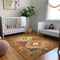 9' X 12' Brown Orange And Beige Geometric Washable Area Rug With UV Protection