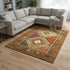 9' X 12' Brown Orange And Beige Geometric Washable Area Rug With UV Protection