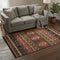 5' X 8' Brown Green And Rust Geometric Washable Area Rug With UV Protection