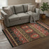 5' X 8' Brown Green And Rust Geometric Washable Area Rug With UV Protection