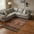 9' X 12' Brown Green And Rust Geometric Washable Area Rug With UV Protection