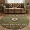 8' Green Beige And Brown Geometric Washable Round Rug With UV Protection