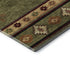 8' Green Beige And Brown Geometric Washable Round Rug With UV Protection