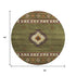 8' Green Beige And Brown Geometric Washable Round Rug With UV Protection