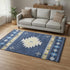 5' X 8' Blue Ivory And Gold Geometric Washable Area Rug With UV Protection