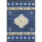 5' X 8' Blue Ivory And Gold Geometric Washable Area Rug With UV Protection