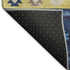 5' X 8' Blue Ivory And Gold Geometric Washable Area Rug With UV Protection