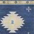 5' X 8' Blue Ivory And Gold Geometric Washable Area Rug With UV Protection