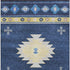 5' X 8' Blue Ivory And Gold Geometric Washable Area Rug With UV Protection