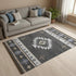 5' X 8' Midnight Ivory And Beige Geometric Washable Area Rug With UV Protection