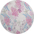 8' Raspberry Ivory And Blue Geometric Washable Round Rug With UV Protection