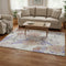 5' X 8' Cinnamon Ivory And Plum Geometric Washable Area Rug With UV Protection