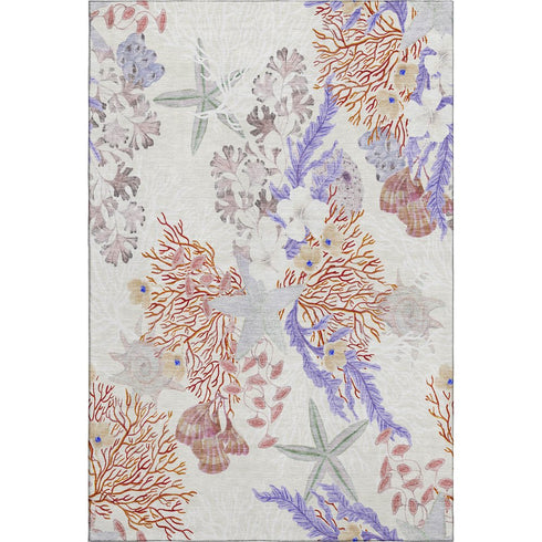 5' X 8' Cinnamon Ivory And Plum Geometric Washable Area Rug With UV Protection