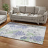 5' X 8' Blue Ivory And Lime Green Geometric Washable Area Rug With UV Protection