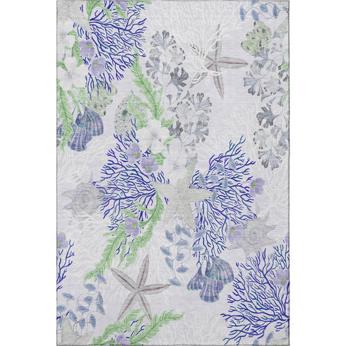 9' X 12' Blue Ivory And Lime Green Geometric Washable Area Rug With UV Protection