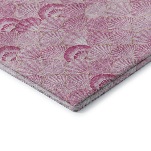5' X 8' Pink And Ivory Geometric Washable Area Rug With UV Protection