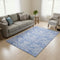 5' X 8' Blue And Ivory Geometric Washable Area Rug With UV Protection