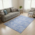 5' X 8' Blue And Ivory Geometric Washable Area Rug With UV Protection