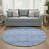 8' Blue And Ivory Geometric Washable Round Rug With UV Protection