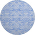 8' Blue And Ivory Geometric Washable Round Rug With UV Protection