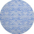 8' Blue And Ivory Geometric Washable Round Rug With UV Protection