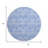 8' Blue And Ivory Geometric Washable Round Rug With UV Protection