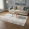 5' X 8' Peach Ivory And Navy Blue Geometric Washable Area Rug With UV Protection