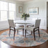 8' Peach Ivory And Navy Blue Geometric Washable Round Rug With UV Protection