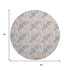 8' Peach Ivory And Navy Blue Geometric Washable Round Rug With UV Protection