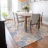 8' X 10' Peach Ivory And Navy Blue Geometric Washable Area Rug With UV Protection