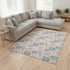 8' X 10' Peach Ivory And Navy Blue Geometric Washable Area Rug With UV Protection