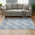 5' X 8' Blue And Beige Geometric Washable Area Rug With UV Protection