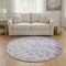 8' Purple Ivory And Gray Geometric Washable Round Rug With UV Protection